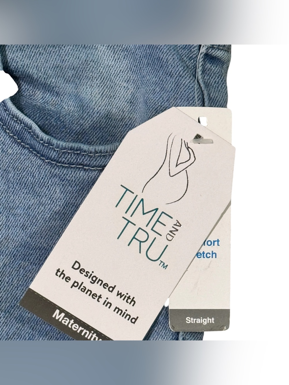 TIME AND TRU Maternity Straight-Leg Jeans L Light Wash NWT - Picture 5 of 12
